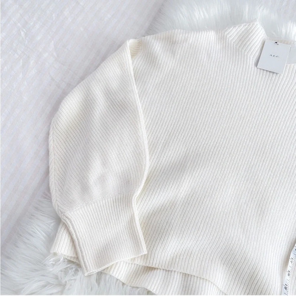 A.L.C Helena Merino Wool Sweater Mock High Neck Cream Women’s Large NEW - Picture 6 of 14